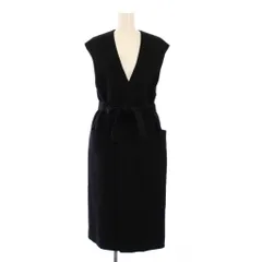 ユナイテッドアローズ UNITED ARROWS ベスト ジレ ロング丈 前開きトッパー ウール ベルト ワンカラー 無地 F 黒 ブラック /BB