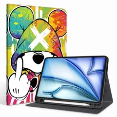 for iPad Air 11インチ ケース M2 第6世代 2024専用 ペン収納 軽量 薄型 Pencil Pro/USB-C完全対応 オートスリープ/ウェイク機能対応 かわいい 人気オシャレ キャラクターシェル iPad Air 11インチ 専用