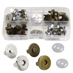 YFFSFDC マグネットボタン 差し込み式 マグネットホック 14mm 18mm 20組 厚型 かばん 鞄 バッグ 手芸 レザークラフト ハンドメイド 古銅色 銀色