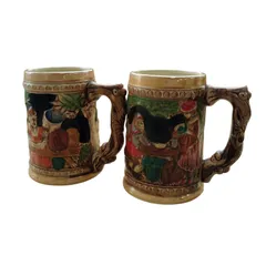 X02187 ビアジョッキ 2個セット sapporo beer サッポロビール キッチン 日用品 食器 マグジョッキ 陶器製 希少品