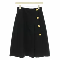 ブルーレーベルクレストブリッジ BLUE LABEL CRESTBRIDGE ラップスカート ウール混 ひざ丈 金ボタン 36 黒 ブラック 55S36-238-09 /☆G