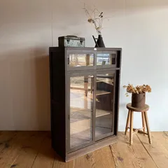 アンティーク ガラス戸棚 チェスト 飾り棚 レトロ Y624