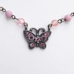 アナスイANNA SUI バタフライビーズネックレス ピンク