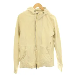 ジョルジオブラット GIORGIO BRATO レザージャケット 革ジャン 羊革 アウター ショート丈 フード ジップアップ シルク 46 ベージュ /BB