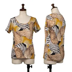 サルバトーレフェラガモSalvatore Ferragamo アニマルプリントTシャツ 黄茶S