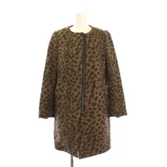 ヒステリックグラマー HYSTERIC GLAMOUR ノーカラーコート アウター ロング丈 ジップアップ ウール アニマル柄 S 茶 ブラウン /BB