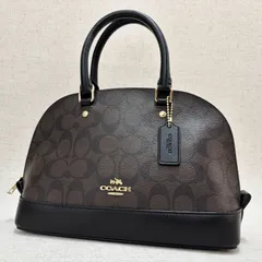 COACH　コーチ　ハンドバッグ　レザー　シグネチャー　ブラック　ブラウン　ゴールド金具