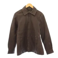 エディーバウアー EDDIE BAUER レザージャケット 革ジャン 羊革 ステンカラー ジップアップ ショート丈 ワンカラー S 茶 ブラウン /BB