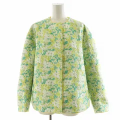 ドゥロワー Drawer 23SS フラワージャカード ノーカラージャケット 花柄 38 黄 イエロー 緑 グリーン 白 ホワイト 6522-299-0760 /AN17