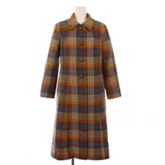 ダックス DAKS ステンカラーコート アウター ロング チェック 38 茶 11-881327 /KH