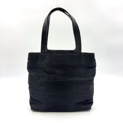 PRADA 裏地ロゴ柄 レザー×ナイロン ブラック トートバッグ シルバー