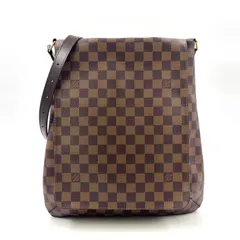 LOUIS VUITTON ミュゼット ダミエエベヌ ダミエエベヌ レザー×PVC ブラウン ショルダーバッグ ゴールド N51302