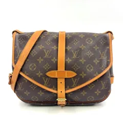 LOUIS VUITTON ソミュール30 モノグラム モノグラム レザー×PVC ブラウン ショルダーバッグ ゴールド M42256