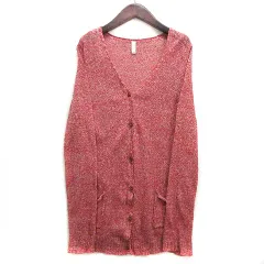 カリネ Caline ニット カーディガン リネン コットン 長袖 レッド 赤