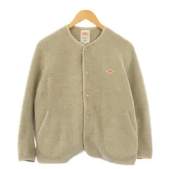 ダントン DANTON フリースノーカラージャケット アウター ショート丈 ワンカラー ロゴ ワンポイント ストレッチ 34 グレージュ JD-8911 /BB