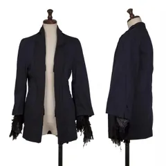 コムデギャルソンCOMME des GARCONS 袖フリルレイヤードデザインジャケット 紺M