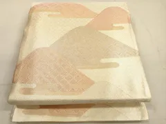 平和屋着物◎佐賀錦　本場筑前博多織　両面　六通柄袋帯　遠山吉祥文　金糸　正絹　逸品　DABB8203xg