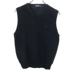 Polo by Ralph Lauren ポロバイラルフローレン Vネック ニットベスト S ブラック レディース 古着