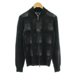 アルマーニエクスチェンジ A/X ARMANI EXCHANGE ニットブルゾン ジャケット ジップアップ チェック柄 ウール モヘヤ混 XS 黒 ブラック グレー 6XZE1L ZMA7Z /KU