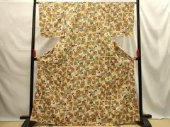 平和屋着物■上質な小紋　御所車人物風景文　金彩　正絹　逸品　AABE6567sx