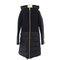 ヘルノ HERNO 22AW ウールコンビナイロン ダウンコート フーディ ミドル丈 40 紺 PI001564D /KH