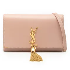 サンローラン YSLロゴ チェーン ウォレット ショルダーバッグ ピンク レザー レディース SAINT LAURENT【1-0254560】