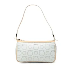 サルヴァトーレフェラガモ ガンチーニ ハンドバッグ ショルダーバッグ ポーチ AU-21 7497 ホワイト ベージュ PVC レザー レディース Salvatore Ferragamo【1-0256083】