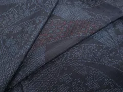 平和屋着物●結城紬　80亀甲　草花文　正絹　逸品　DABB0976ud