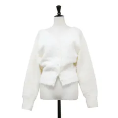 【美品】Apuweiser-riche アプワイザーリッシェ カーディガン ホワイト 白 サイズ:2(M) | パールボタン フェザー Vネック カーディガン / ニット | 長袖 2WAY ドロップショルダー コンパクト【レディース】【中古】