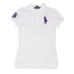 ラルフローレンRALPH LAUREN ポニー刺繍ポロシャツ 白紫S