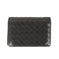 BOTTEGA VENETA ボッテガヴェネタ | イントレチャート レザー カードケース | ブラック 黒 | イタリア製 ブランド ファッション アイテム 小物【メンズ】【中古】【K4724】