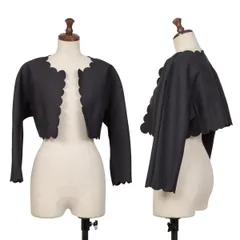 コムデギャルソンCOMME des GARCONS ラウンドカッティングデザインボタンレスショートジャケット 紺M