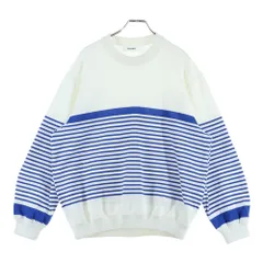 DIGAWEL (ディガウェル) Border Sweater リブ クルーネック ボーダーニットスウェット セーター ブルー/ホワイトのサムネイル