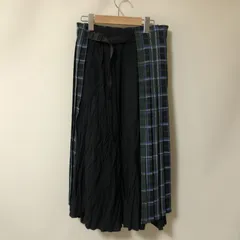 s804　zucca　ズッカ　ロング　スカート　グリーン　チェック柄　プリーツ　巻スカート風　のサムネイル
