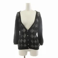ジョンスメドレー JOHN SMEDLEY ニット カーディガン アーガイル 薄手 長袖 Vネック ラメ S 黒 ブラック /NQ