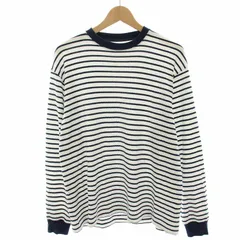 ナノユニバース nano universe LB.03 ワッフルボーダークルーネックTシャツ カットソー 長袖 M 紺 ネイビー 白 ホワイト 668-2223204 /HN