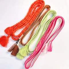 帯締め　4点セット　まとめ売り　平組　茶　ピンク　グリーン　着物　122tz