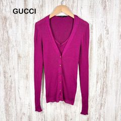 GUCCI グッチ 半袖ニット 透かし編み タッセル付 XS 紫 リブニット