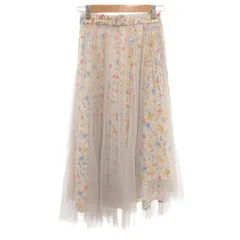 スナイデル SNIDEL 美品 ギャザースカート ロング ミモレ レース レイヤード 総柄 花柄 F マルチカラー /KR