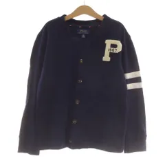 ポロ ラルフローレン POLO RALPH LAUREN カーディガン S 紺 ネイビー Vネック 長袖 レタードワッペン /AU