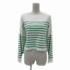 グリーンレーベルリラクシング ユナイテッドアローズ green label relaxing Tシャツ カットソー 長袖 ラウンドネック ボーダー柄 オーバーサイズ 白 ホワイト 緑 グリーン /YS26