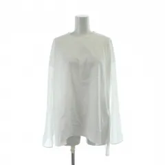 ランバンオンブルー LANVIN en Bleu Tシャツ シアー袖 38 白 ホワイト 無地 ラウンドネック 長袖 /AP