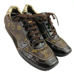 美品★LOUIS VUITTON・ルイヴィトン・レディース レザー切替し モノグラムデザイン スニーカー (37/24㎝相当) ブランドシューズ イタリア製 レディーススニーカー 春靴 オシャレ LV