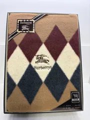 【未使用】BURBERRY バーバリー 純毛毛布 ラム混 アーガイル柄 西川産業 日本製 🥚