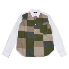 美品】コムデギャルソン パッチワーク 長袖シャツ エルボーパッチ 総柄