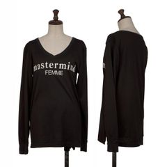 マスターマインド ファム×エーガールズmastermind FEMME A-GIRLS ロゴプリントVネックカットソー 黒