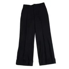 ジュンヤワタナベ コムデギャルソンJUNYA WATANABE COMME des GARCONS ウールストライプ裾ダブルパンツ 紺黒M