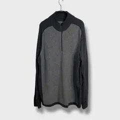 ☆EddieBauer☆エディーバウアー☆ハーフジップセーター☆コットンウール☆薄手☆切替デザイン☆グレー☆XL☆B26M