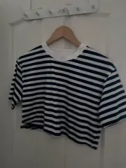 ザラ ボーダー柄ストライプ クロップドTシャツ ZARA