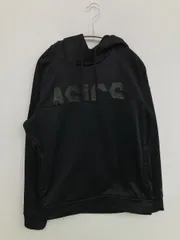 asics パーカー M ブラック 裏起毛 無地 ブランドロゴ プルオーバー 長袖